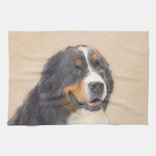 Bernese Mountain Dog Painting - Original Dog Art Kitchen Towel