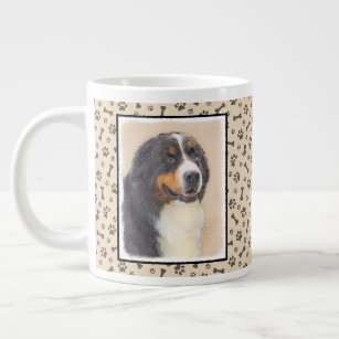 Bernese Mountain Dog Painting - Original Dog Art Large Coffee Mug