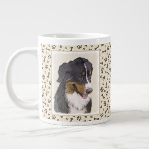 Bernese Mountain Dog Painting - Original Dog Art Large Coffee Mug