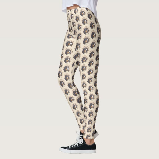 Bernese Mountain Dog Painting - Original Dog Art Leggings (Left)