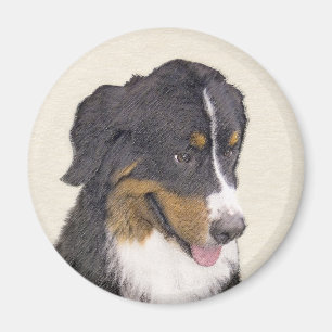 Bernese Mountain Dog Painting - Original Dog Art Magnet