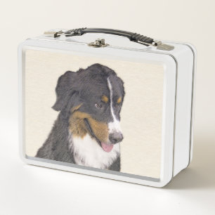 Bernese Mountain Dog Painting - Original Dog Art Metal Lunch Box