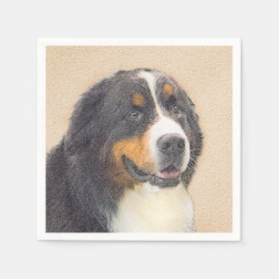 Bernese Mountain Dog Painting - Original Dog Art Napkin