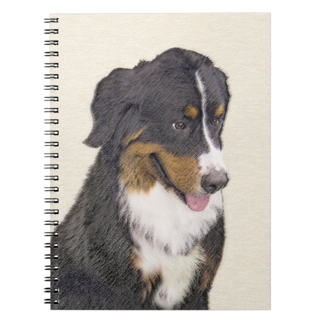 Bernese Mountain Dog Painting - Original Dog Art Notebook (Front)