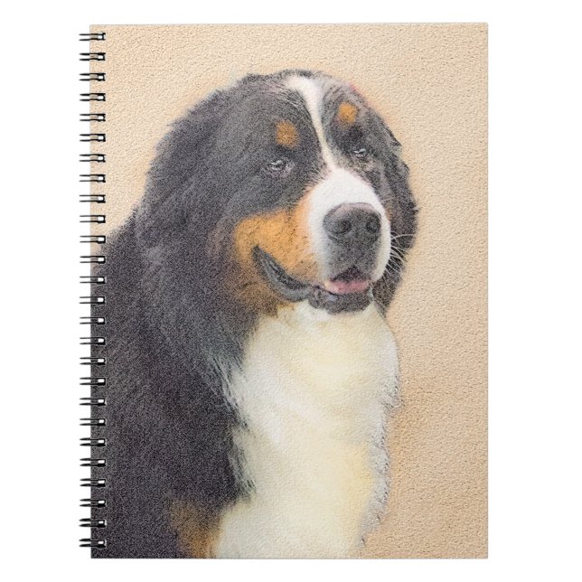 Bernese Mountain Dog Painting - Original Dog Art Notebook (Front)