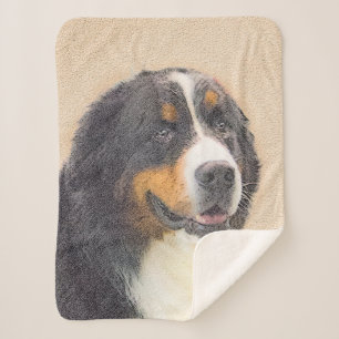 Bernese Mountain Dog Painting - Original Dog Art Sherpa Blanket