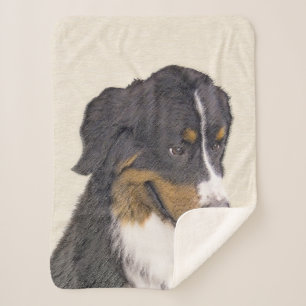 Bernese Mountain Dog Painting - Original Dog Art Sherpa Blanket