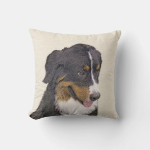 Bernese Mountain Dog Painting - Original Dog Art Throw Pillow