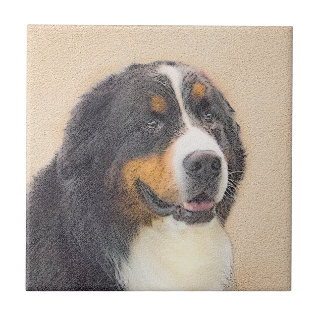 Bernese Mountain Dog Painting - Original Dog Art Tile (Front)