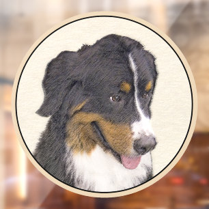 Bernese Mountain Dog Painting - Original Dog Art Window Cling