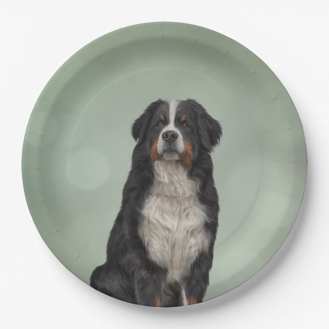 Bernese Mountain Dog Paper Plate (Front)