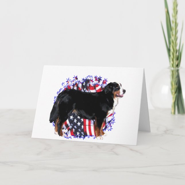 Bernese Mountain Dog Patriot Card (Front)