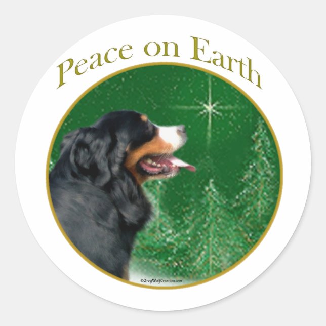 Bernese Mountain Dog Peace Classic Round Sticker (Front)