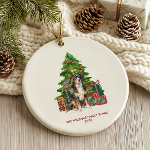 Bernese Mountain Dog Personalized Christmas Ceramic Ornament