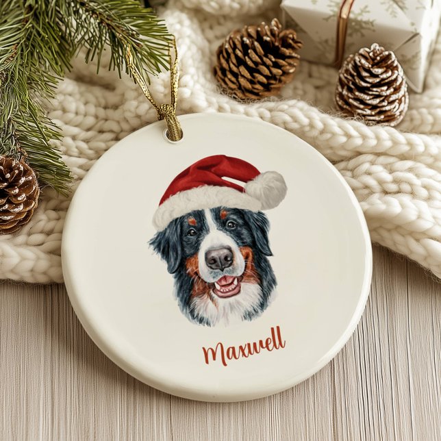 Bernese Mountain Dog Personalized Christmas  Ceramic Ornament (Creator Uploaded)