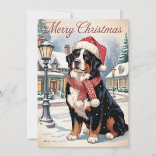 Bernese mountain dog personalized Christmas Holiday Card