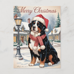 Bernese mountain dog personalized Christmas  Holiday Postcard