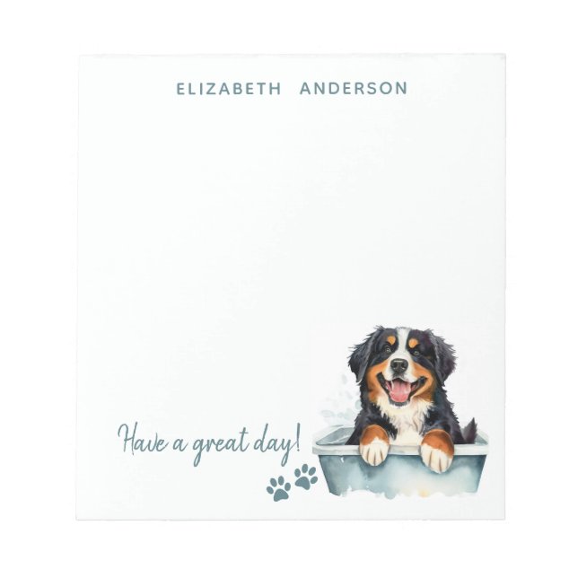 Bernese Mountain Dog Personalized Notepad (Front)