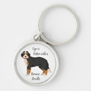 Bernese Mountain dog Poodle mix Keychain. BerneDoo Keychain