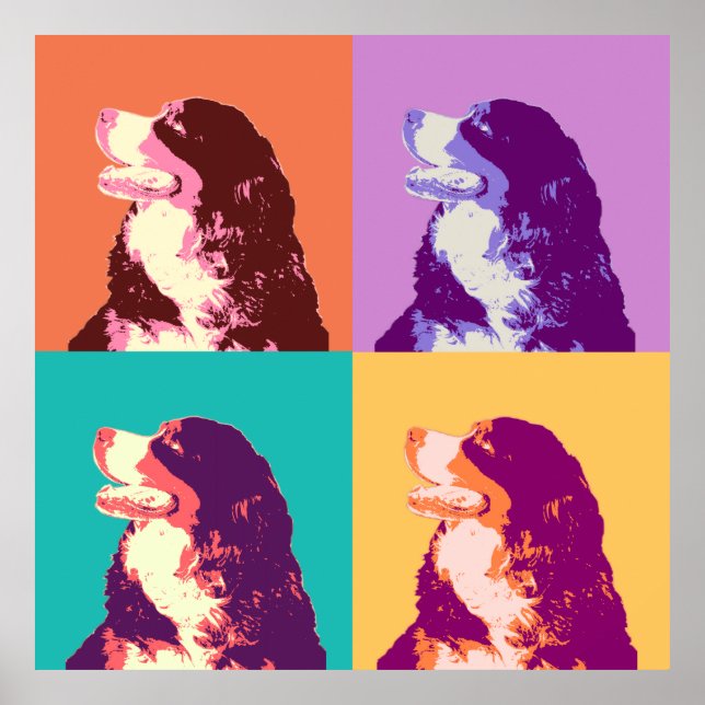 Bernese Mountain Dog Pop Art Poster (Front)
