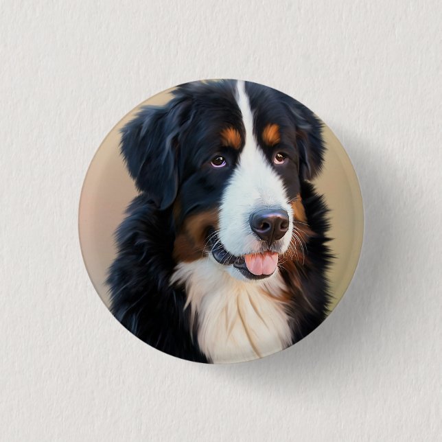 Bernese Mountain Dog Portrait 1 Inch Round Button (Front)