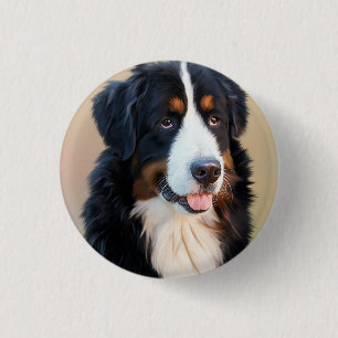 Bernese Mountain Dog Portrait 1 Inch Round Button