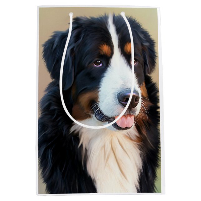 Bernese Mountain Dog Portrait Medium Gift Bag (Front)