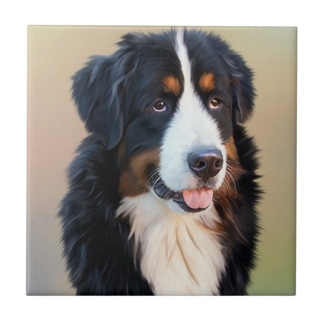 Bernese Mountain Dog Portrait Tile (Front)