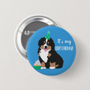 Bernese Mountain Dog Puppy Birthday 2 Inch Round Button