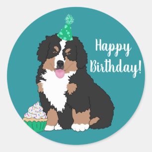 Bernese Mountain Dog Puppy Birthday Classic Round Sticker