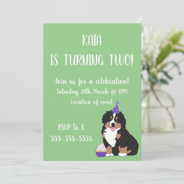 Bernese Mountain Dog Puppy Birthday  Invitation (Standing Front)