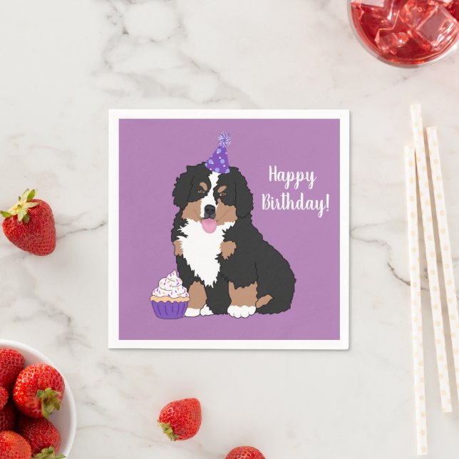 Bernese Mountain Dog Puppy Birthday   Napkin (Insitu)