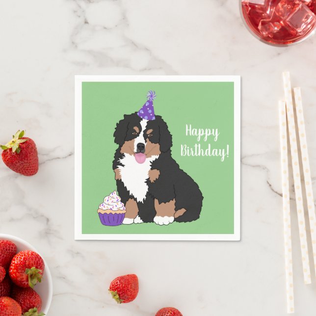 Bernese Mountain Dog Puppy Birthday  Napkin (Insitu)