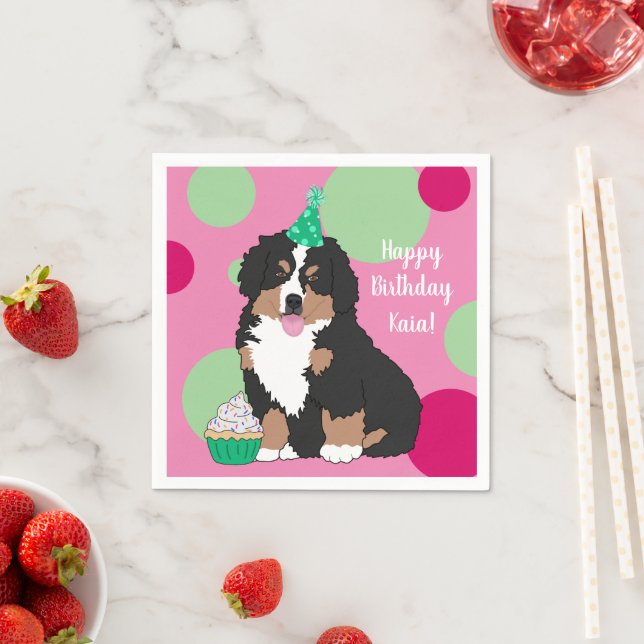 Bernese Mountain Dog Puppy Birthday Napkin (Insitu)