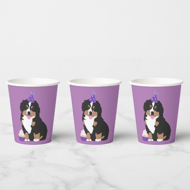 Bernese Mountain Dog Puppy Birthday Paper Cups (Multi)