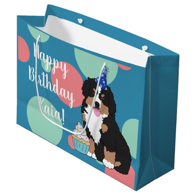 Bernese Mountain Dog Puppy  Large Gift Bag (Front Angled)
