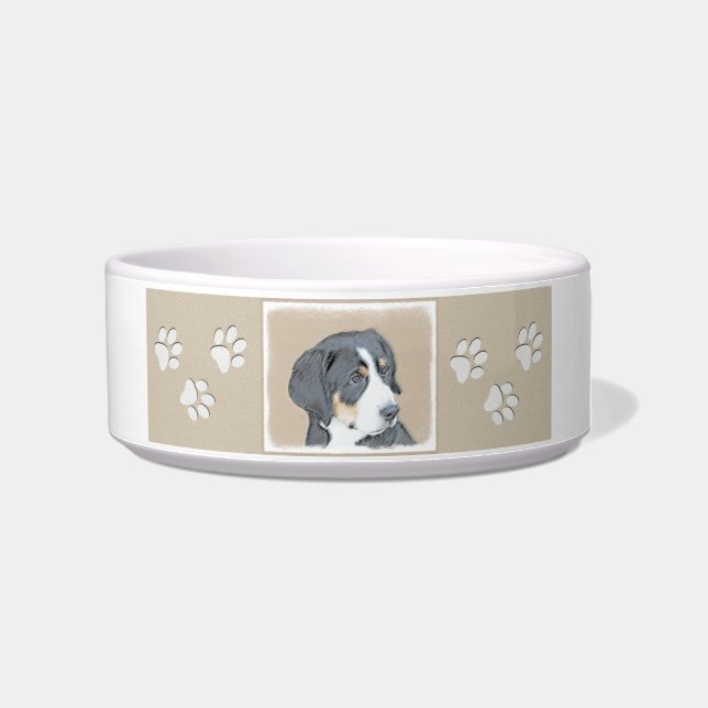 Bernese Mountain Dog Puppy Painting - Original Art Bowl (Right)