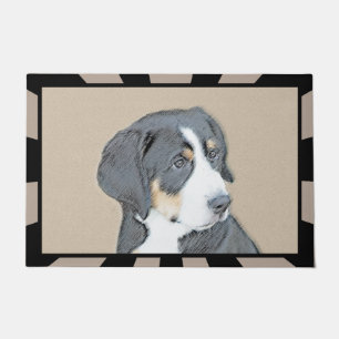 Bernese Mountain Dog Puppy Painting - Original Art Doormat