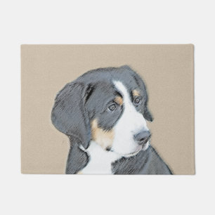 Bernese Mountain Dog Puppy Painting - Original Art Doormat