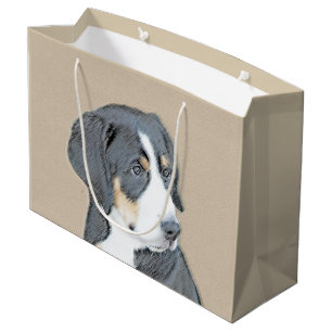 Bernese Mountain Dog Puppy Painting - Original Art Large Gift Bag