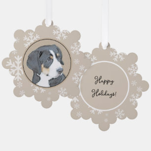Bernese Mountain Dog Puppy Painting - Original Art Ornament Card