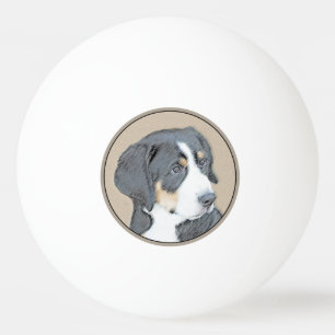 Bernese Mountain Dog Puppy Painting - Original Art Ping Pong Ball