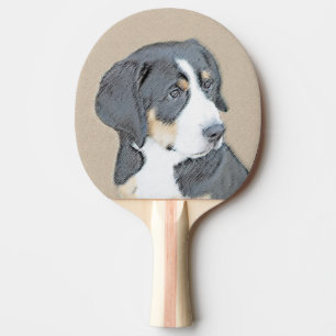 Bernese Mountain Dog Puppy Painting - Original Art Ping Pong Paddle