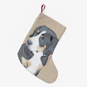 Bernese Mountain Dog Puppy Painting - Original Art Small Christmas Stocking