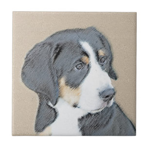 Bernese Mountain Dog Puppy Painting - Original Art Tile