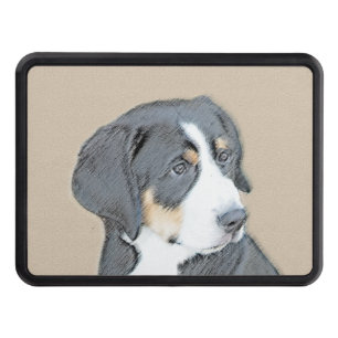 Bernese Mountain Dog Puppy Painting - Original Art Trailer Hitch Cover