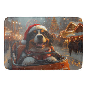 Bernese Mountain Dog Roller Coaster Christmas  Bath Mat