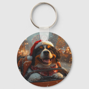 Bernese Mountain Dog Roller Coaster Christmas  Keychain