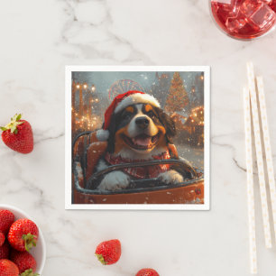 Bernese Mountain Dog Roller Coaster Christmas  Napkin