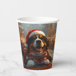 Bernese Mountain Dog Roller Coaster Christmas  Paper Cups